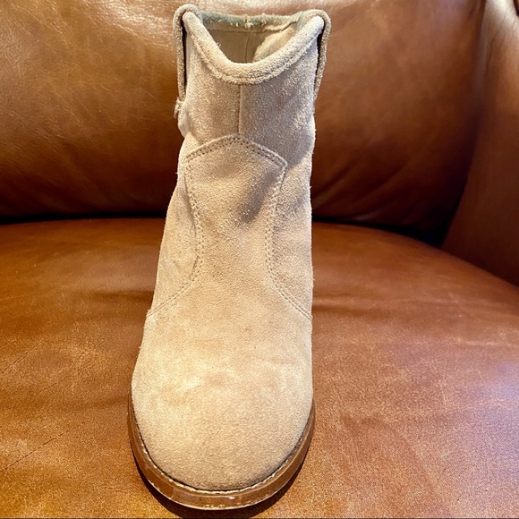 Splendid Beige Suede Chunky Heel Bootie SZ 6 - Picture 2 of 13